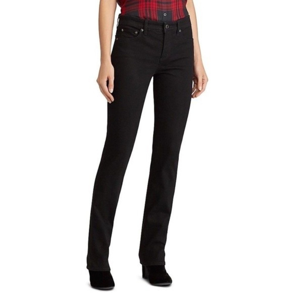 NWT $90 Lauren Ralph‎ Lauren Black Premier Straight Leg Jeans Womens  Fits 28x31